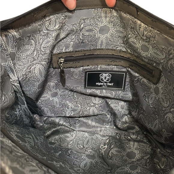 Vintage Sharif Black Leather Shoulder Bag | Braided Handle | Snakeskin - Picture 8 of 11